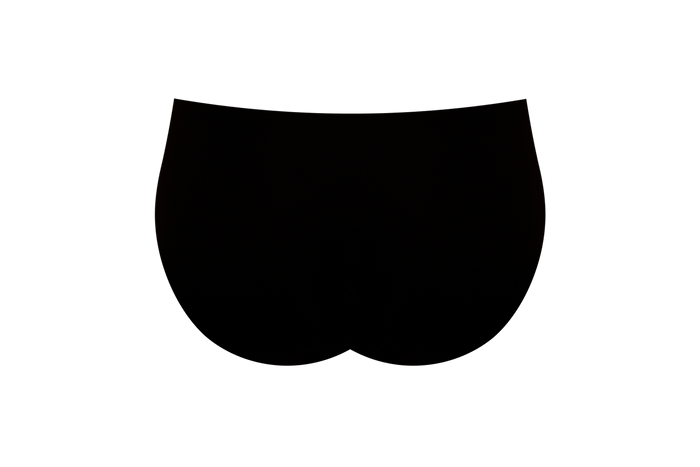 Culotte menstruelle noire pour flux abondant, vue de dos, finition lisse