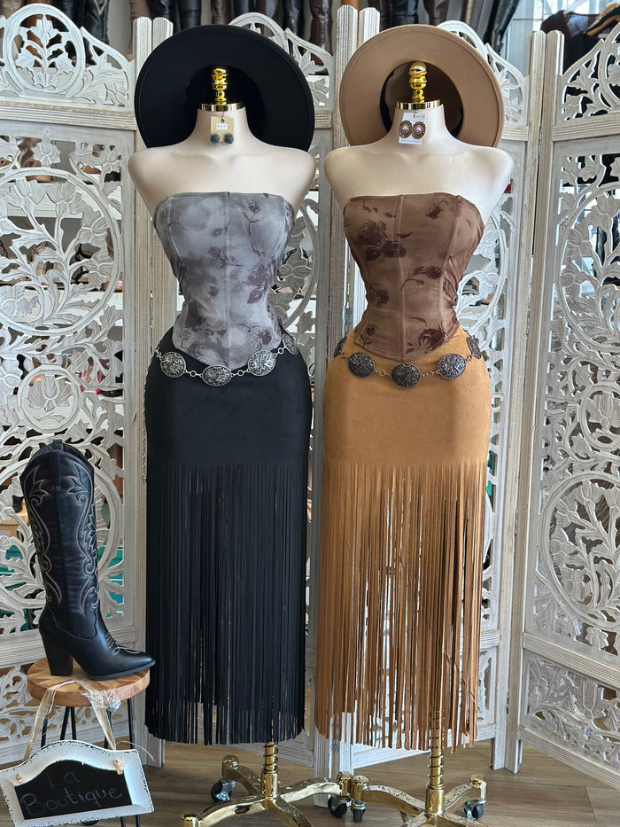 Long Fringe Skirt-Estira, Stretchy