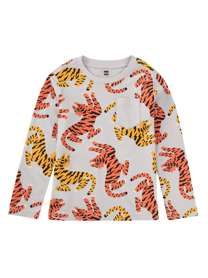 Long Sleeve Printed Pocket Tee