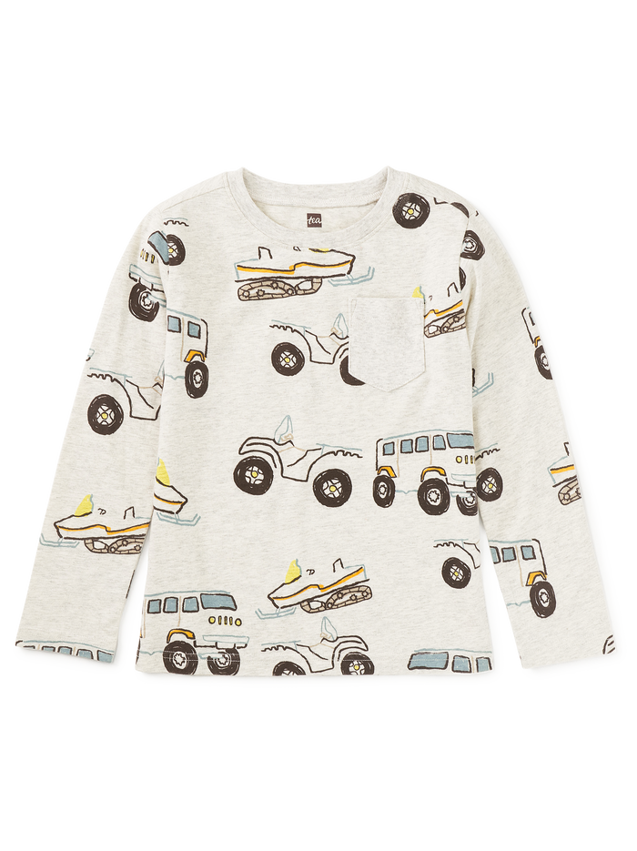 Long Sleeve Printed Pocket Tee