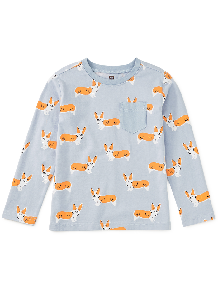 Long Sleeve Printed Pocket Tee