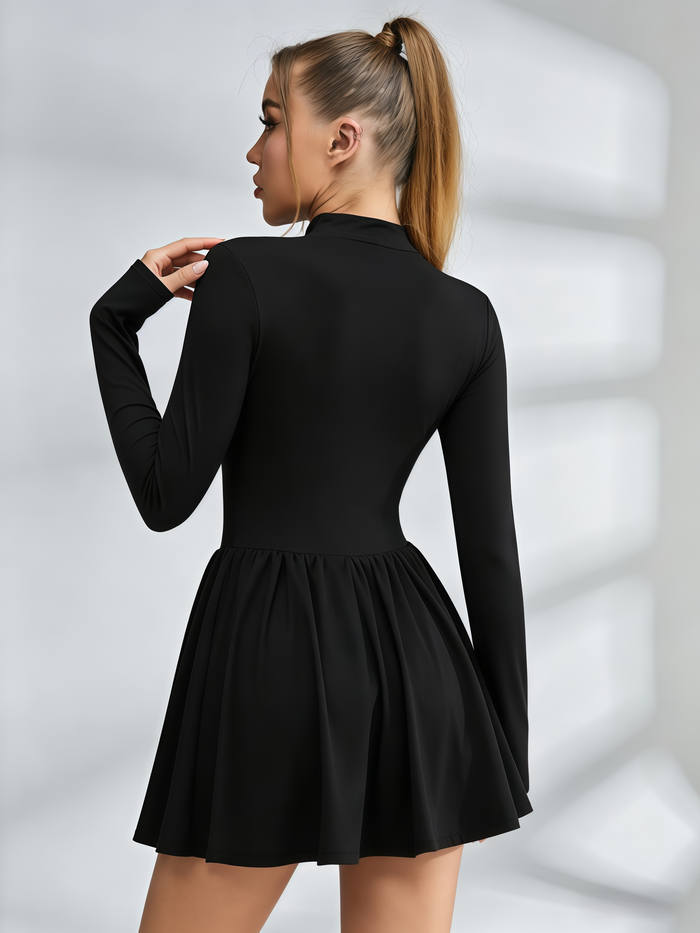 Long-Sleeve Quarter-Zip Tennis Dress