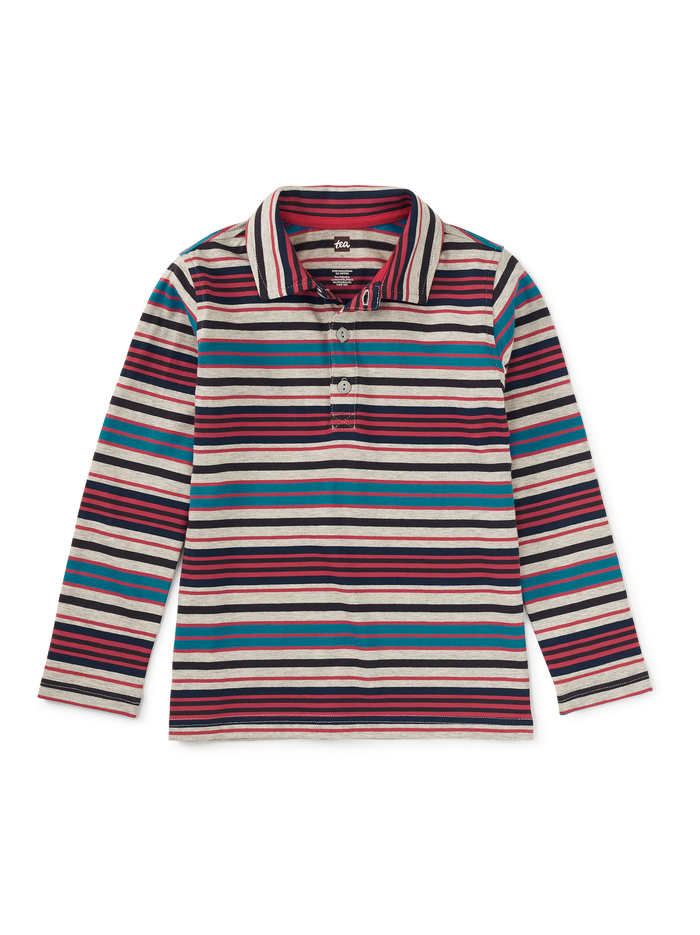Long Sleeve Striped Polo