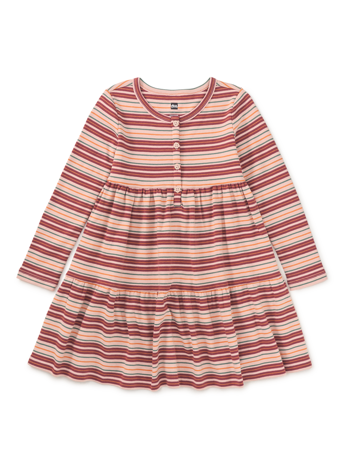 Long Sleeve Tiered Henley Dres