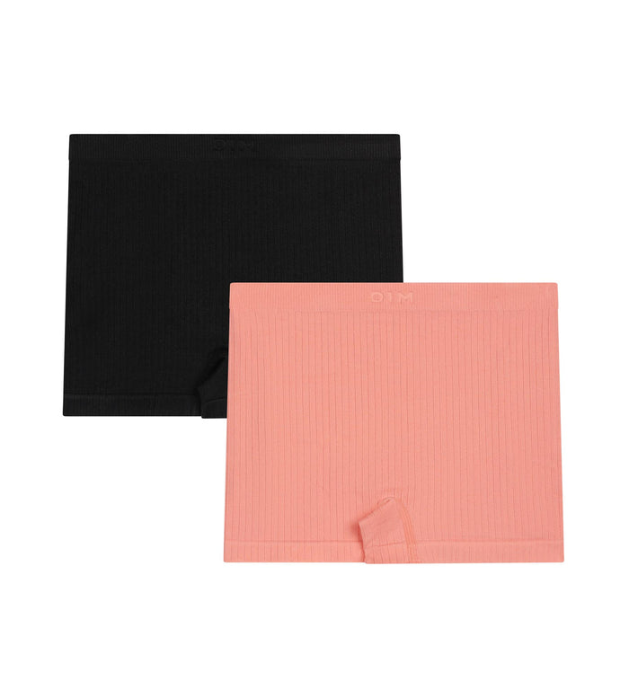 Lot de 2 boxers fille sans couture microfibre Noir Corail Dim