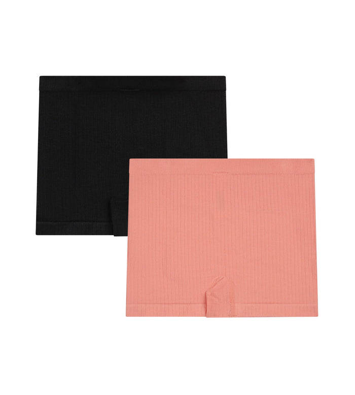 Lot de 2 boxers fille sans couture microfibre Noir Corail Dim