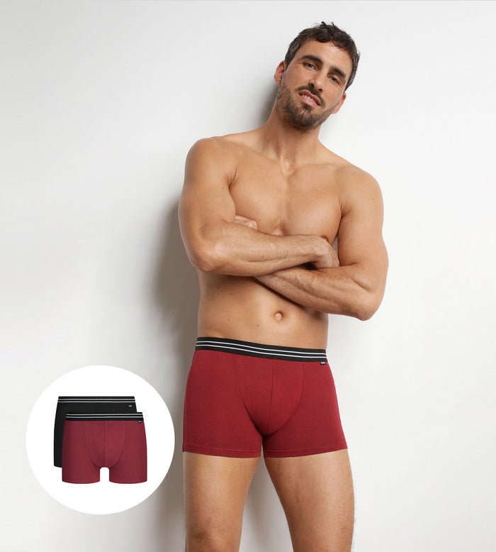 Lot de 2 boxers homme en coton stretch Rouge EcoDim