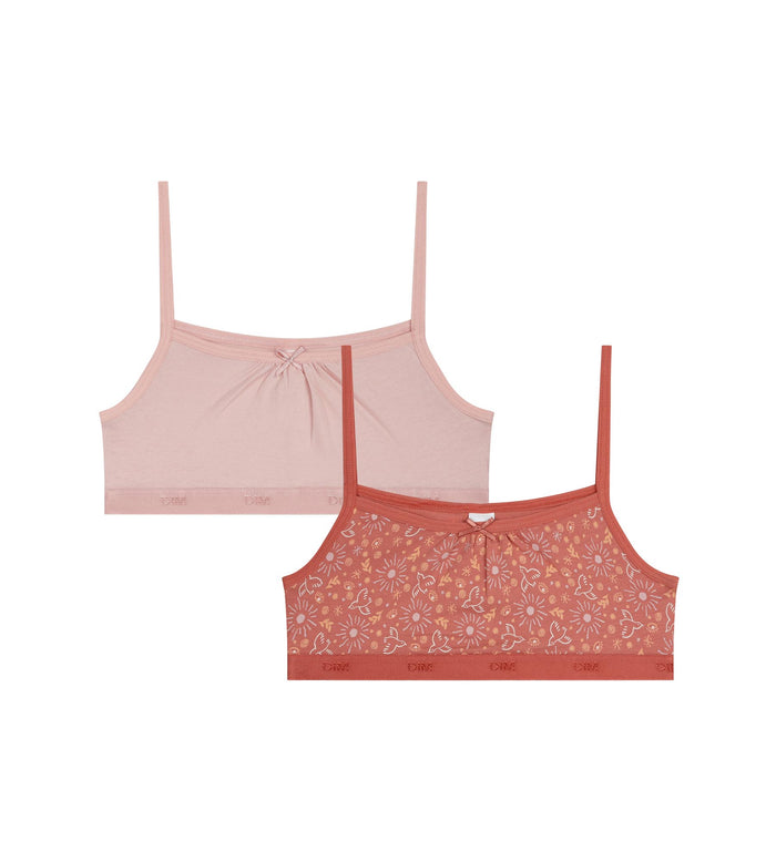 Lot de 2 brassières fille en coton stretch Rose Ocre Les Pockets
