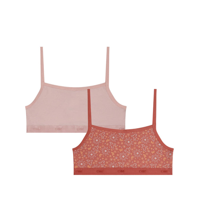 Lot de 2 brassières fille en coton stretch Rose Ocre Les Pockets