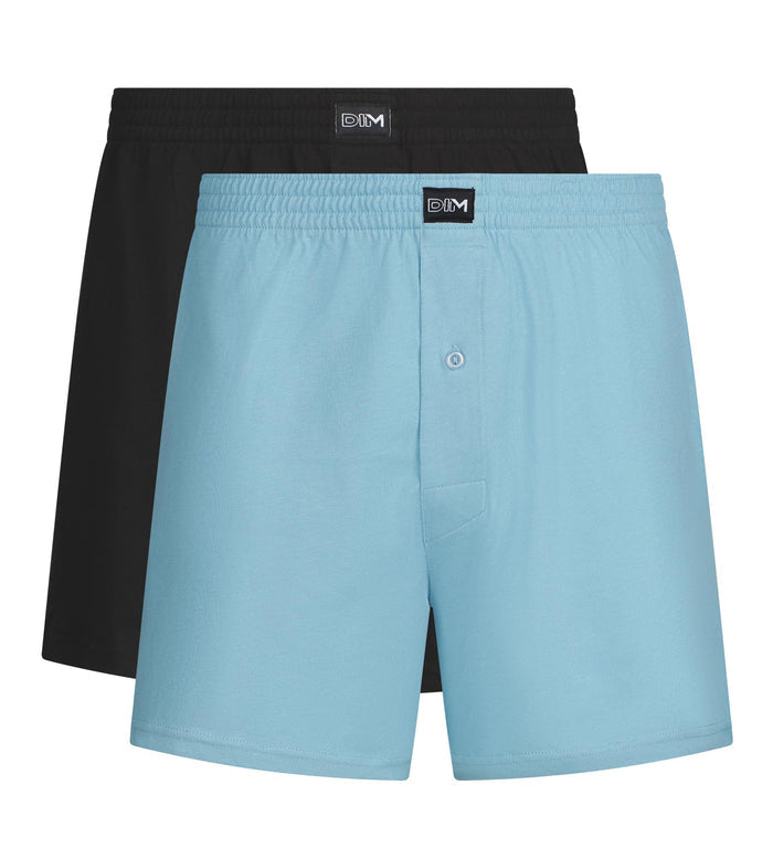 Lot de 2 caleçons homme en coton Noir Bleu Dim