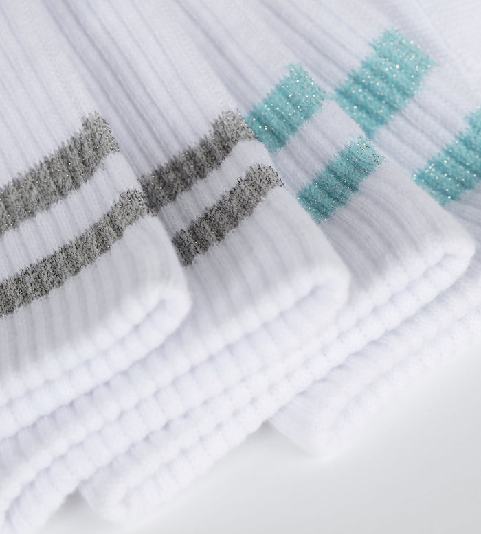 Lot de 2 paires de chaussettes en coton côtelé Blanc et lurex Bleu Gris Dim Mode