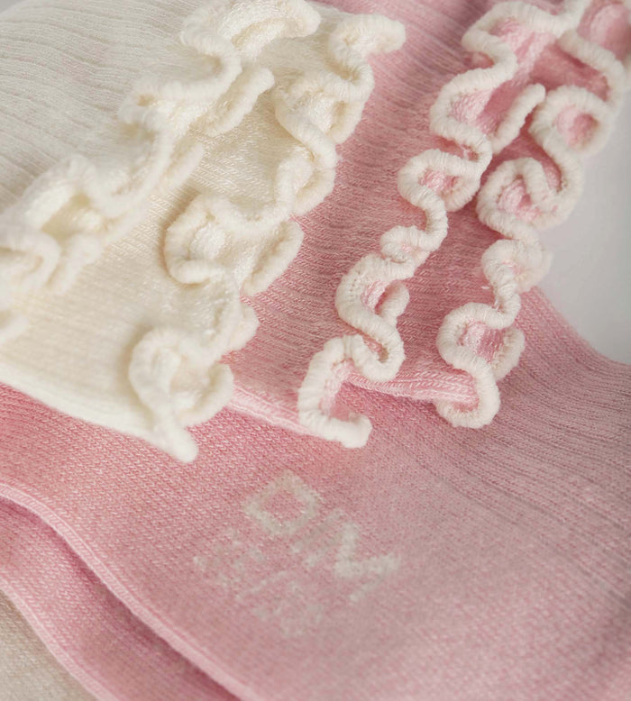 Lot de 2 paires de chaussettes femme à volants Rose Ivoire Dim Modal