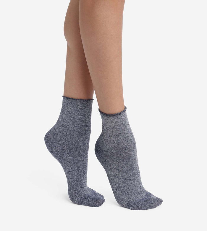 Lot de 2 paires de chaussettes femme lurex Bleu Marine Dim Mode