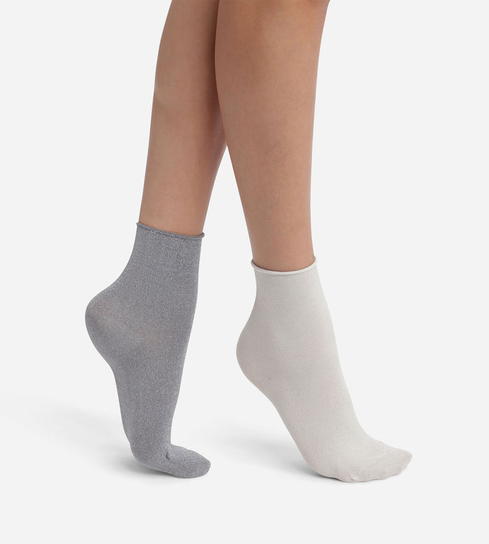 Lot de 2 paires de chaussettes femme lurex Gris Dim Mode