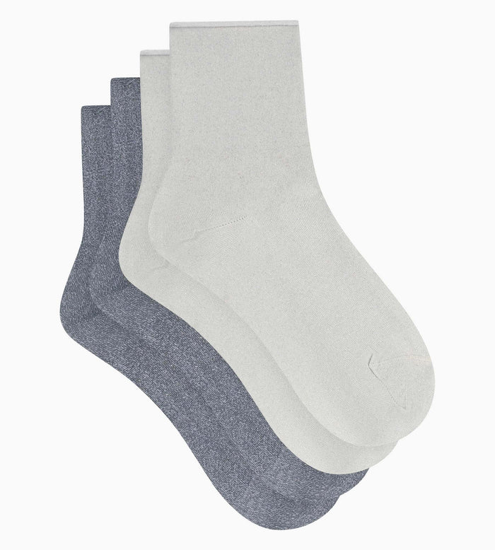 Lot de 2 paires de chaussettes femme lurex Gris Dim Mode