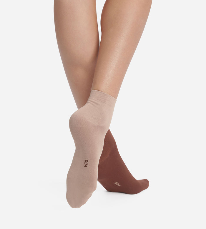 Lot de 2 paires de chaussettes femme Taupe Café Skin