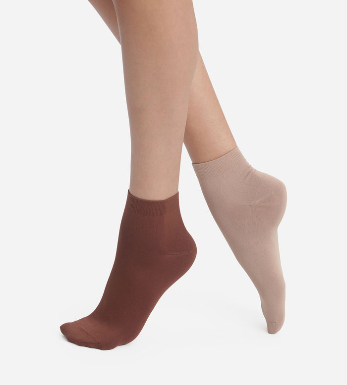Lot de 2 paires de chaussettes femme Taupe Café Skin