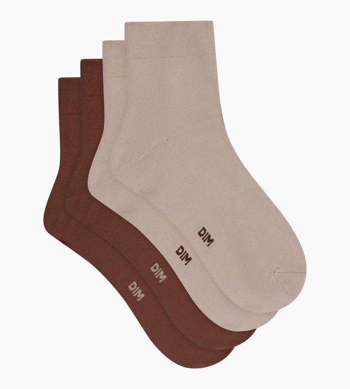 Lot de 2 paires de chaussettes femme Taupe Café Skin