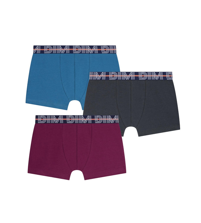 Lot de 3 boxers garçon Bordeaux Bleu Ebene  Coton Stretch Kids