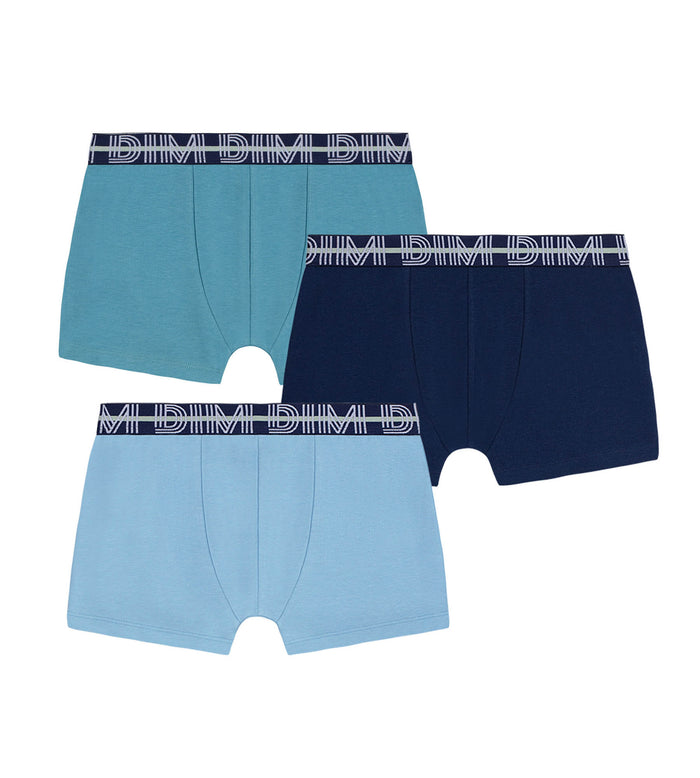 Lot de 3 boxers garçon coton stretch ceinture contrastée Adriatique EcoDim