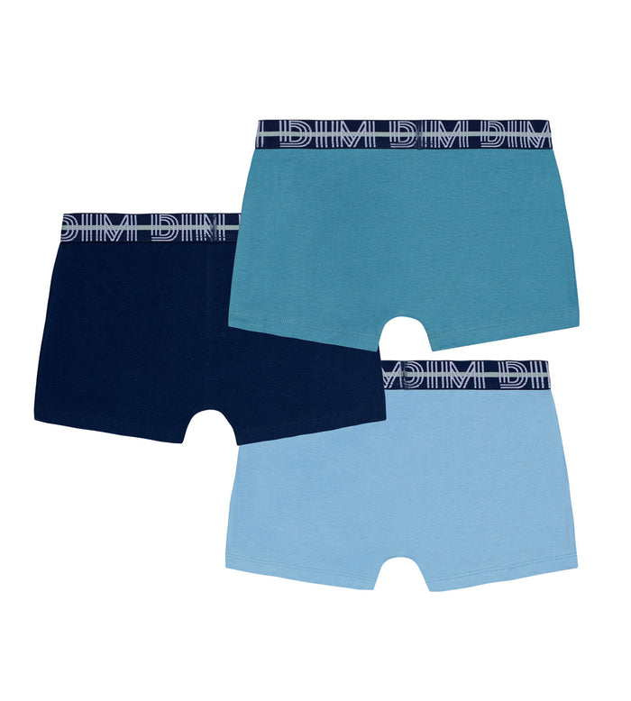 Lot de 3 boxers garçon coton stretch ceinture contrastée Adriatique EcoDim
