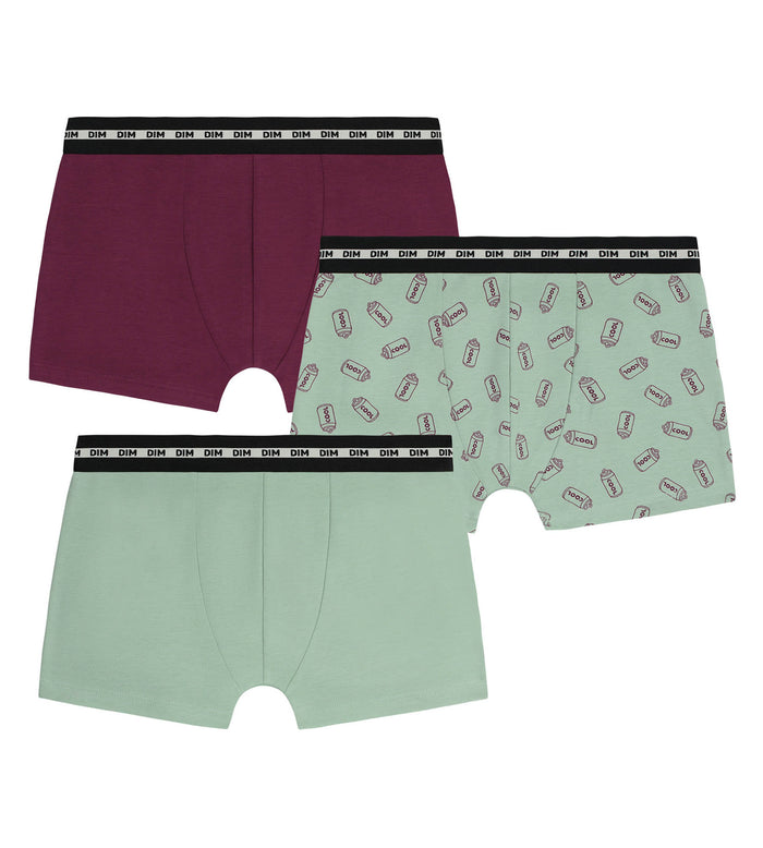 Lot de 3 boxers garçon coton stretch Cuivre à motifs EcoDim Mode
