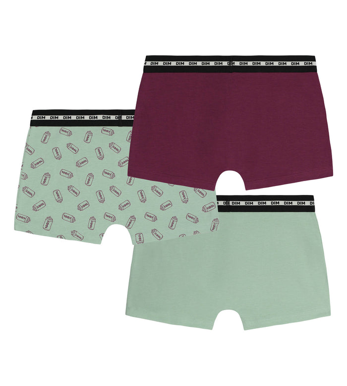Lot de 3 boxers garçon coton stretch Cuivre à motifs EcoDim Mode