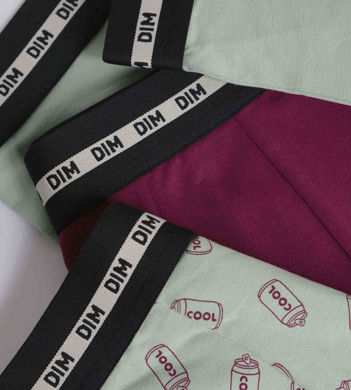 Lot de 3 boxers garçon coton stretch Cuivre à motifs EcoDim Mode