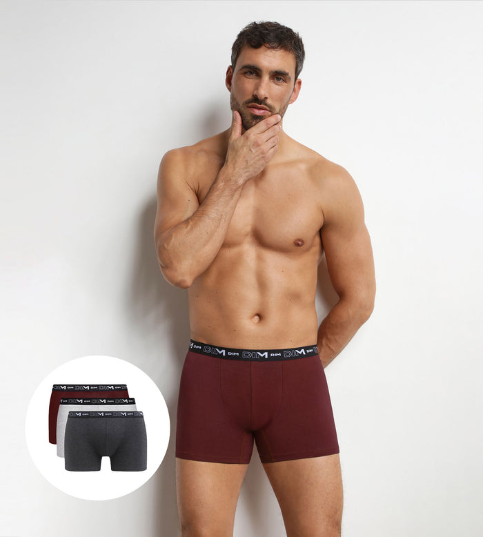 Lot de 3 boxers homme Cendre Dim Coton Stretch