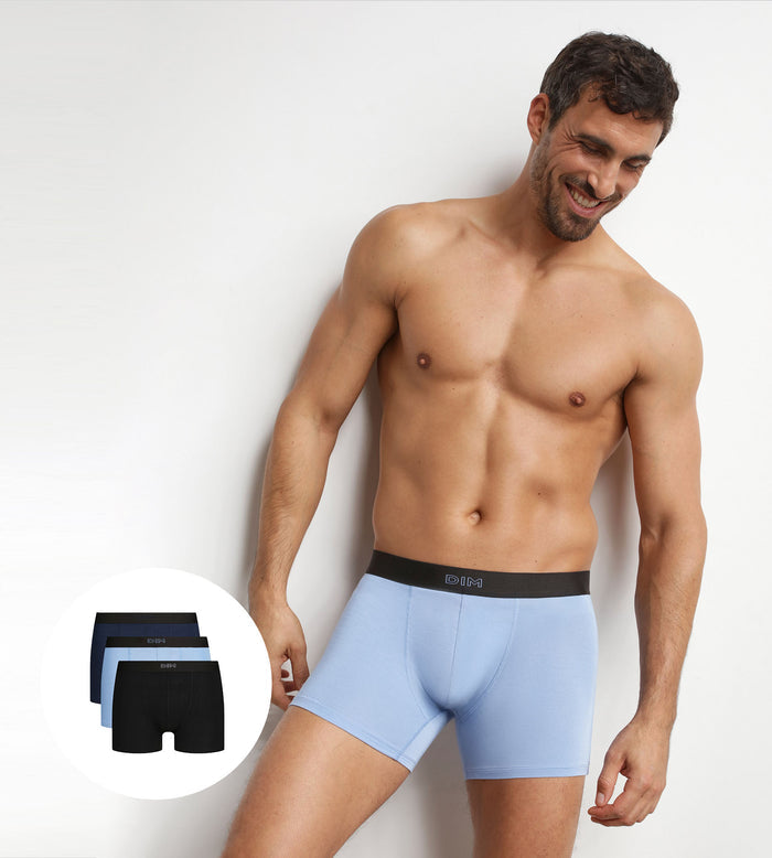 Lot de 3 boxers homme en coton Noir Bleu Ultra doux