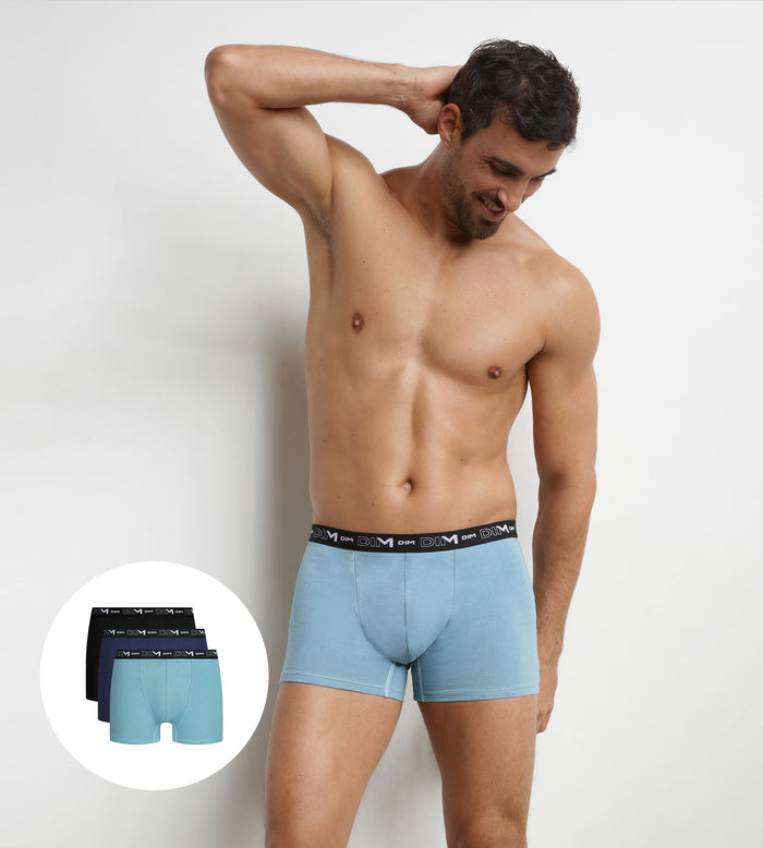 Lot de 3 boxers homme Intemporel Bleu Ciel Dim Coton Stretch