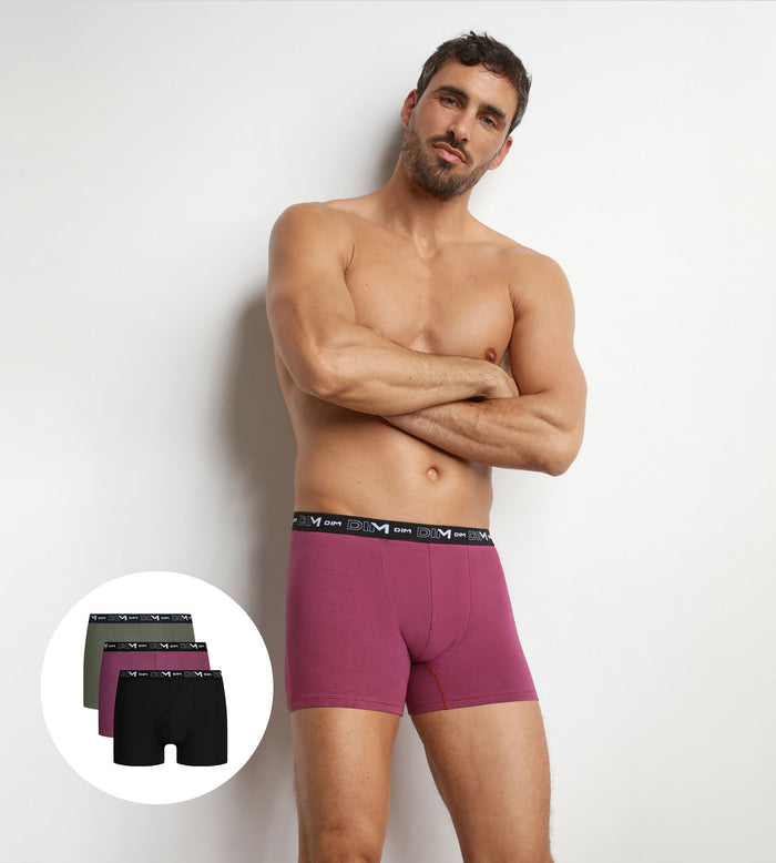 Lot de 3 boxers homme Mauve Eclipse Dim Coton Stretch