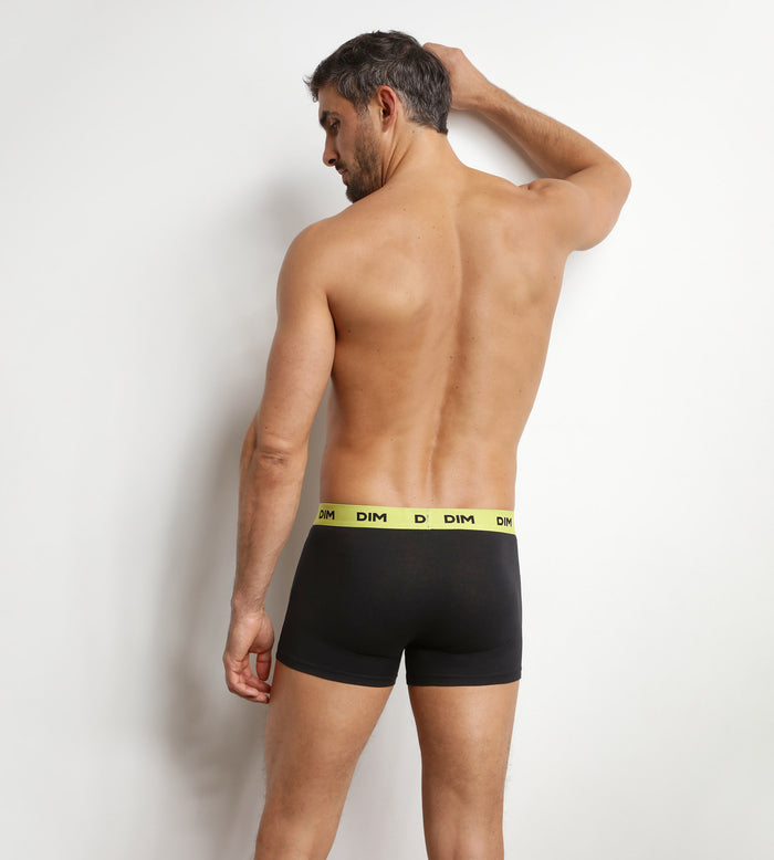 Lot de 3 boxers homme noir ceinture colorée Magenta Mix & Colors