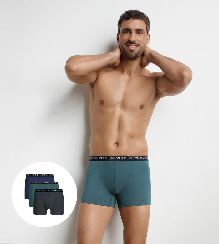 Lot de 3 boxers homme Vert Chic Dim Coton Stretch