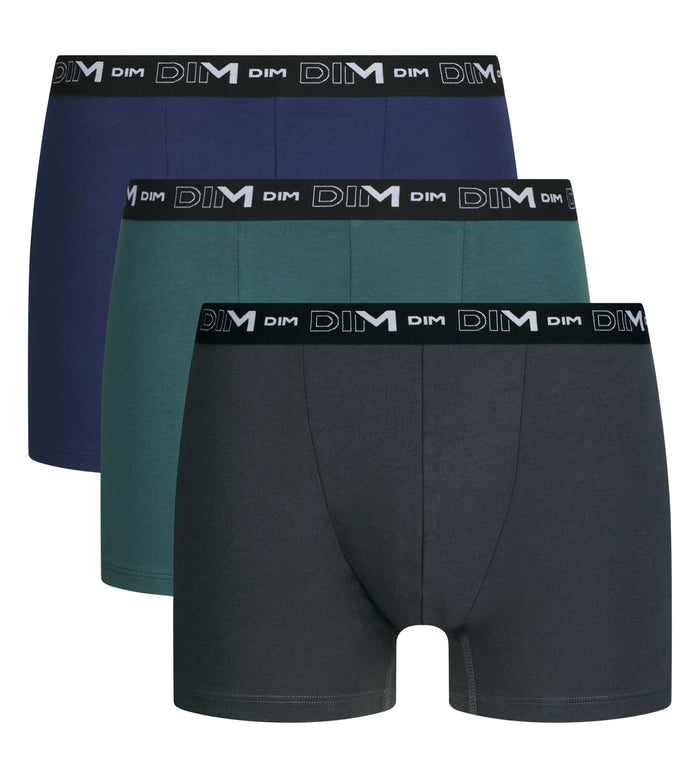 Lot de 3 boxers homme Vert Chic Dim Coton Stretch