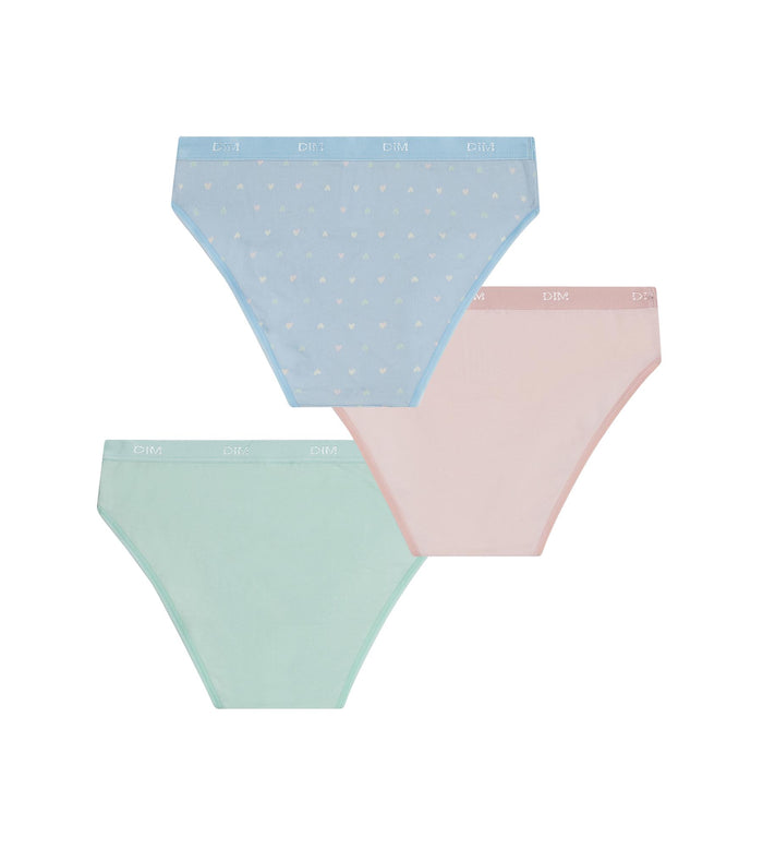 Lot de 3 culottes fille coton stretch Pastel et cœur Les Pockets