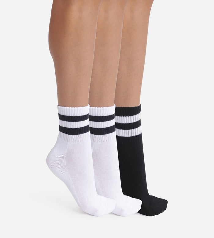 Lot de 3 paires de chaussettes femme Blanc Noir EcoDim Sport
