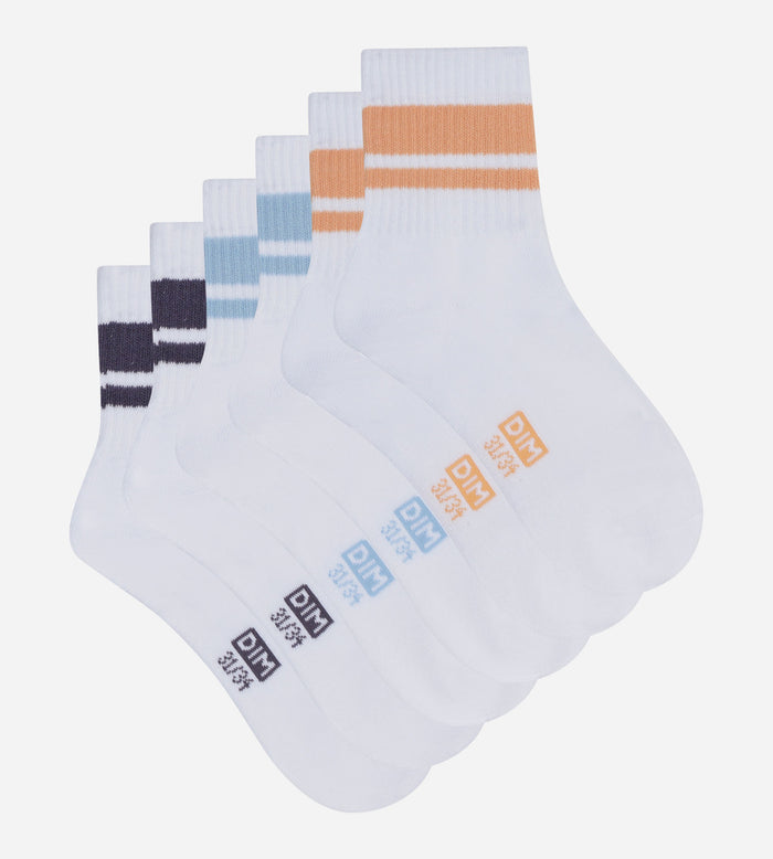 Lot de 3 paires de socquettes enfant Bleu Peche Dim Sport