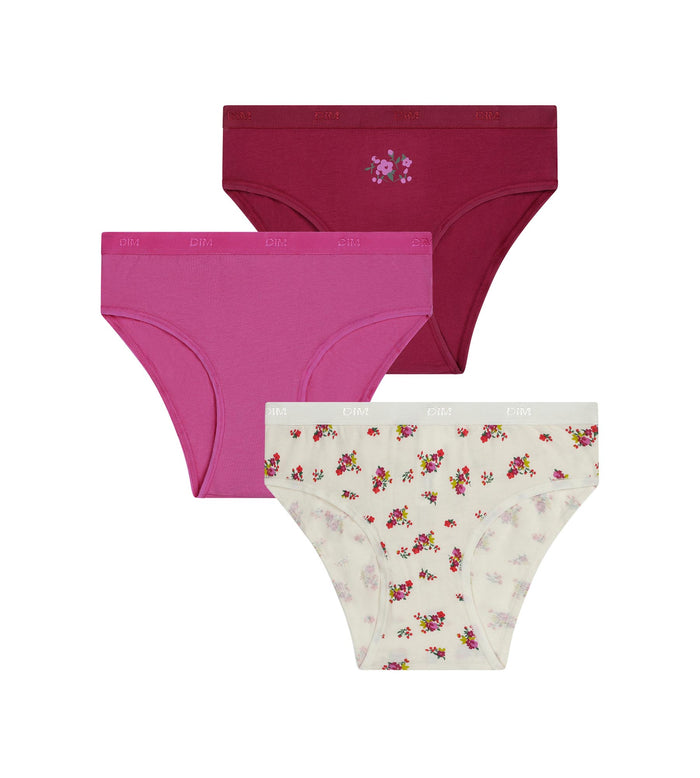 Lot de 3 slips fille en coton stretch Liberty Violet Les Pockets