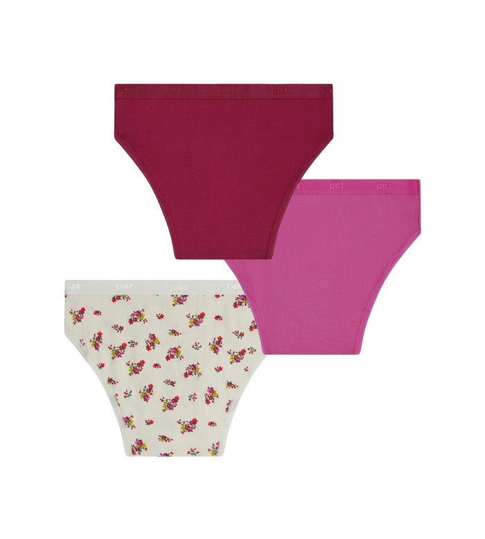 Lot de 3 slips fille en coton stretch Liberty Violet Les Pockets