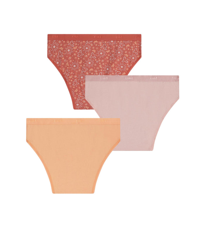 Lot de 3 slips fille en coton stretch motif soleil Les Pockets