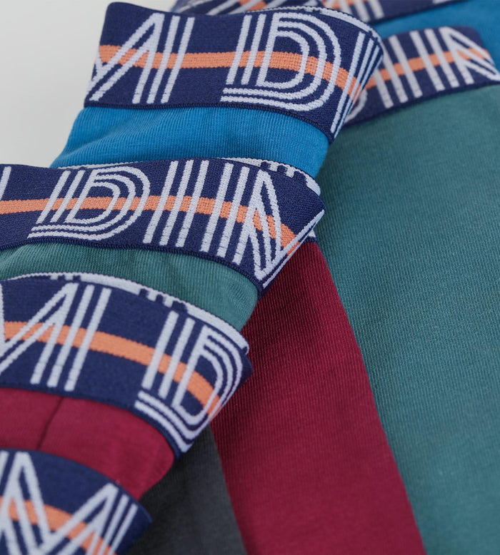 Lot de 4 boxers garçon Vert Ebene Bordeaux Bleu Coton Stretch Kids