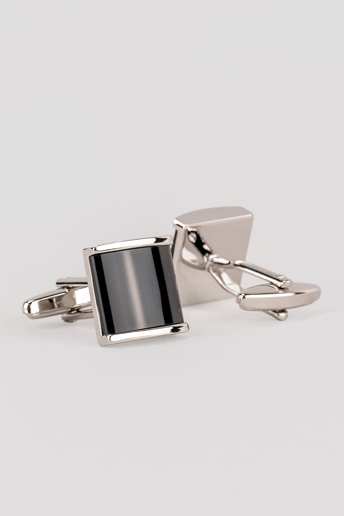Louis Black men’s cufflinks in stainless steel with intricate metal detailing and precision finish for timeless formal elegance.