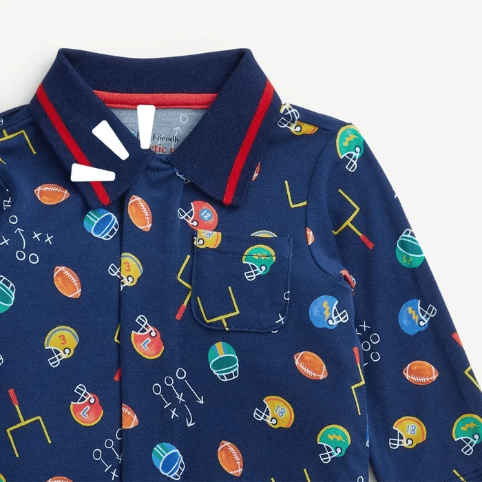 Magnetic Me Modal Polo Romper-First Down Fun (0-3 months)