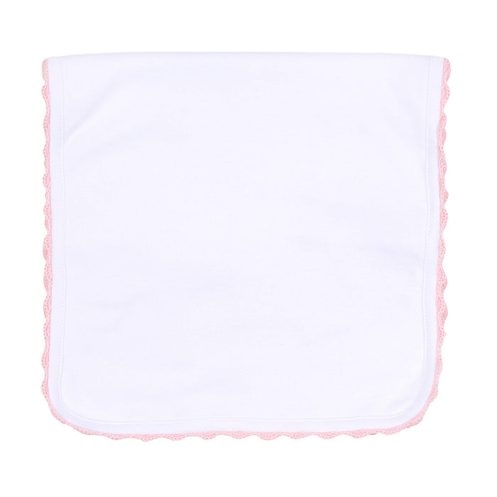 Magnolia Baby Baby Joy Burp Cloth with Pink Crochet Trim