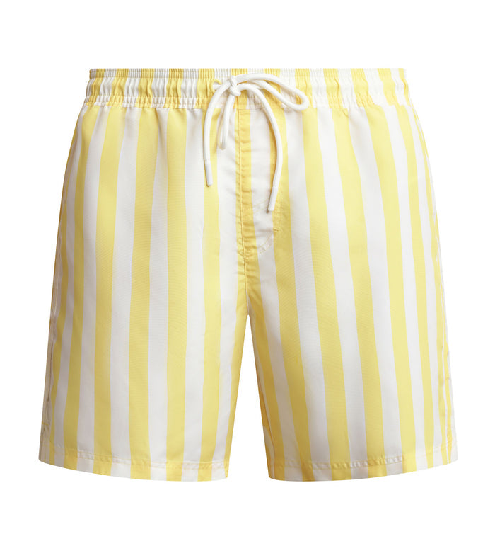 Maillot de bain homme boxer rayé Jaune Dim Swimwear