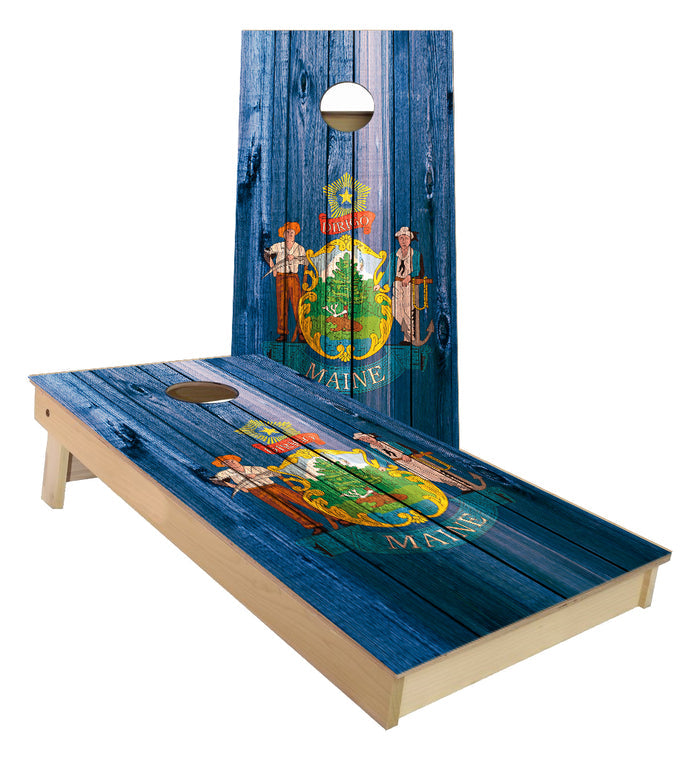 Maine State Flag Cornhole Boards