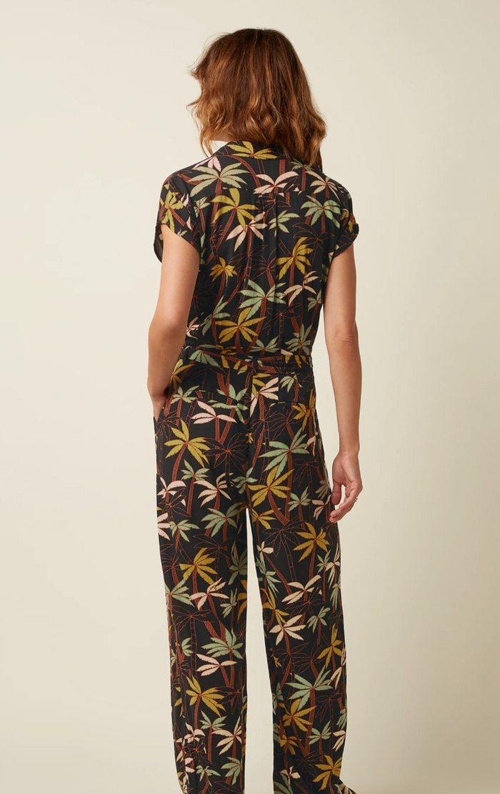 Maria Jumpsuit La Rochelle mit Palmenprint, Schwarz