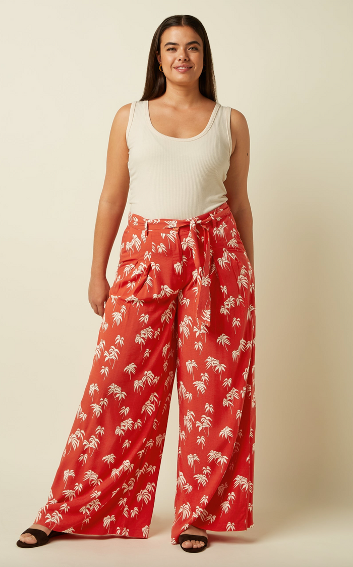 Marnie Pants The Haze mit Palmenprint, Rot, Plus Size
