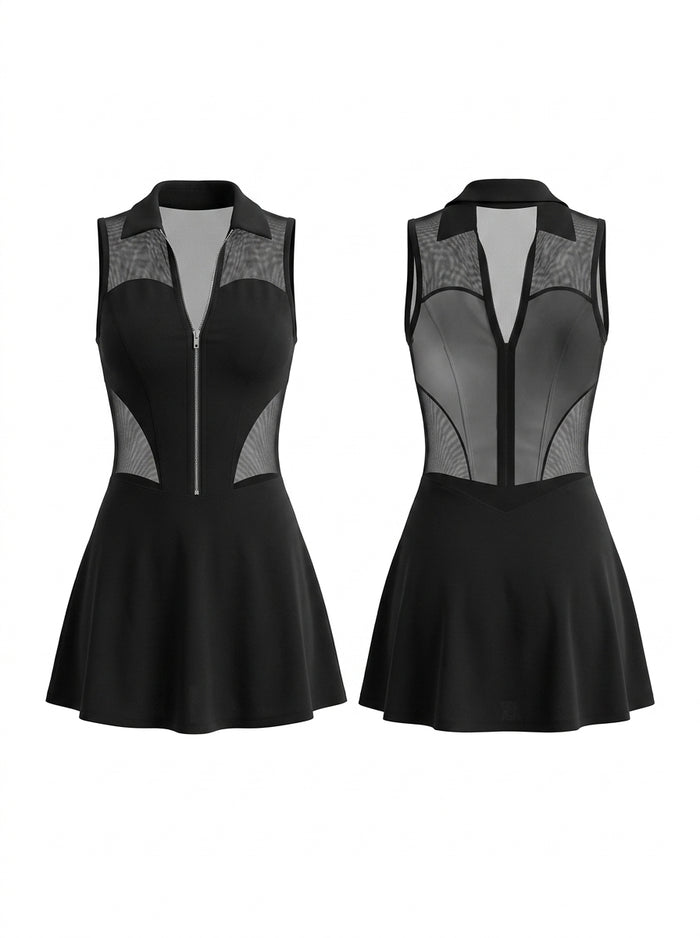 Mesh Half-Zip Tennis Dress
